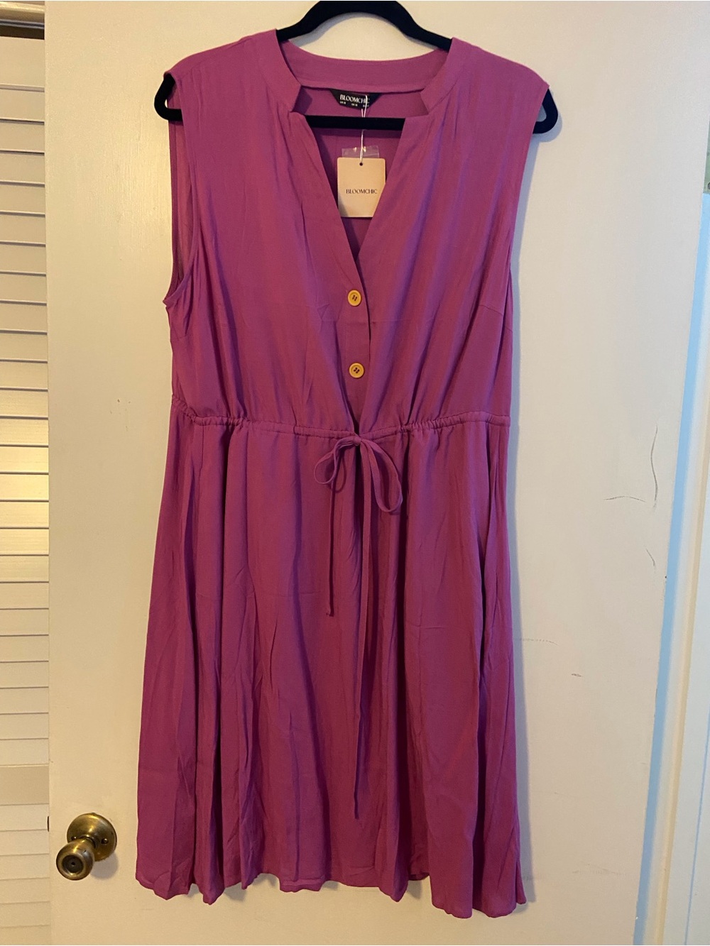BloomChic Sleeveless Button Front Dress - Magenta Purple